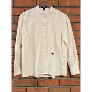Louis Vuitton White Button Front Shirt Women’s Long Sleeve Logo Detail Size M